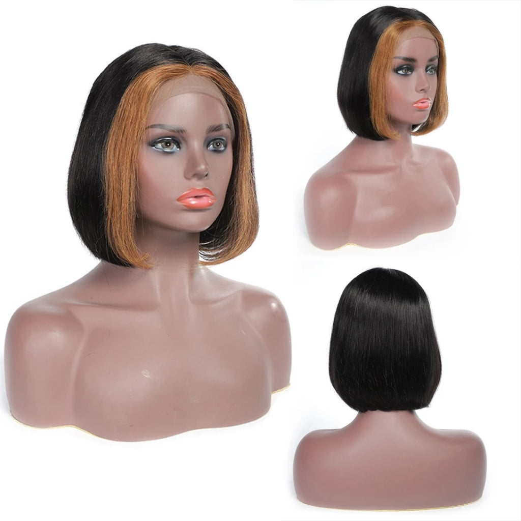 Highlight Bob Wig Ombre 13x1 T Part Bob Lace Human Hair Wigs For Women