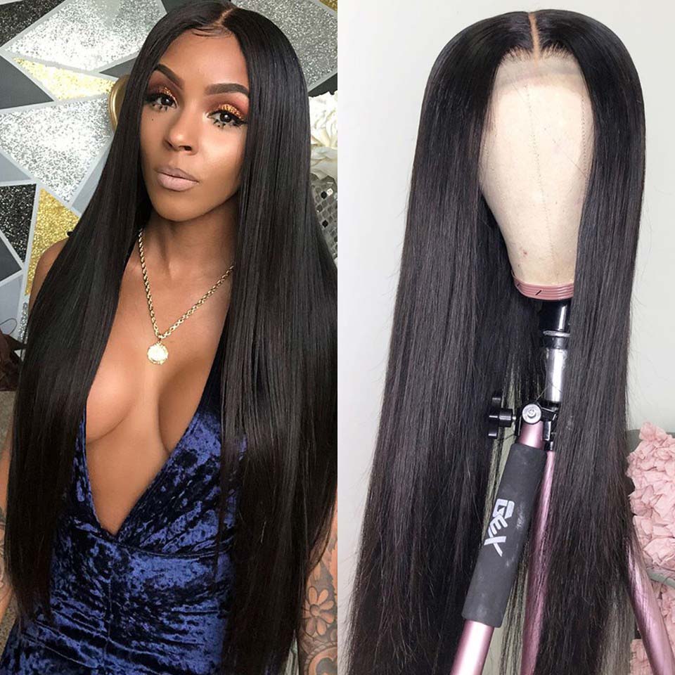 5x5 HD Closure Wig Straight Human Hair Wigs With Baby Hair Indian Pre Plucked Transparent Lace Wig