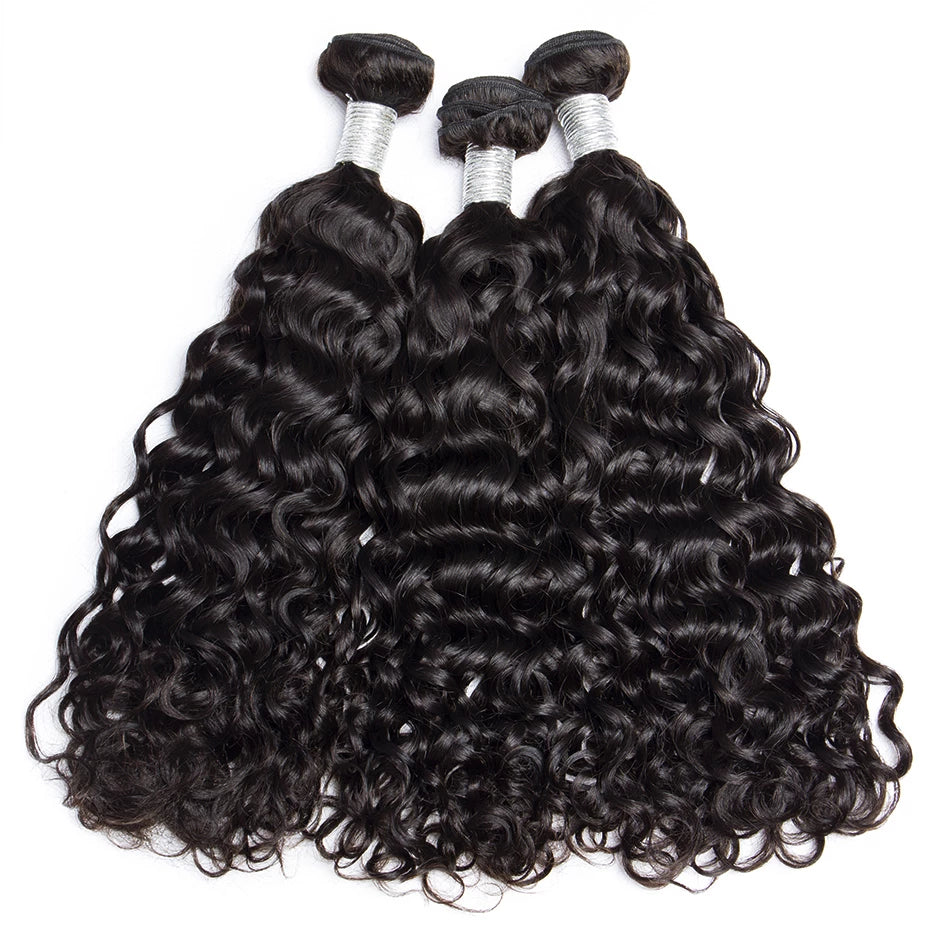 Water Wave Bundles With Closure 4x4 HD Lace 100% Remy Peruvian Human Hair