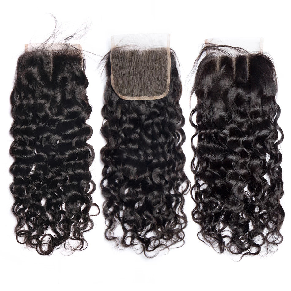 Water Wave Bundles With Closure 4x4 HD Lace 100% Remy Peruvian Human Hair