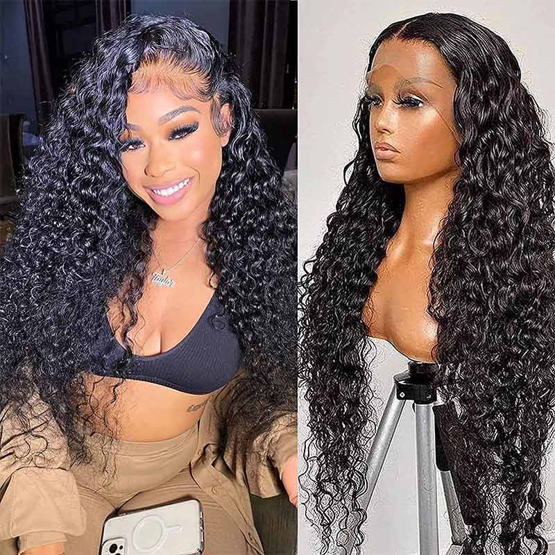 Yonova 13x4 Water Wave Lace Front Wig Pre Plucked with Baby Hair Natural Color