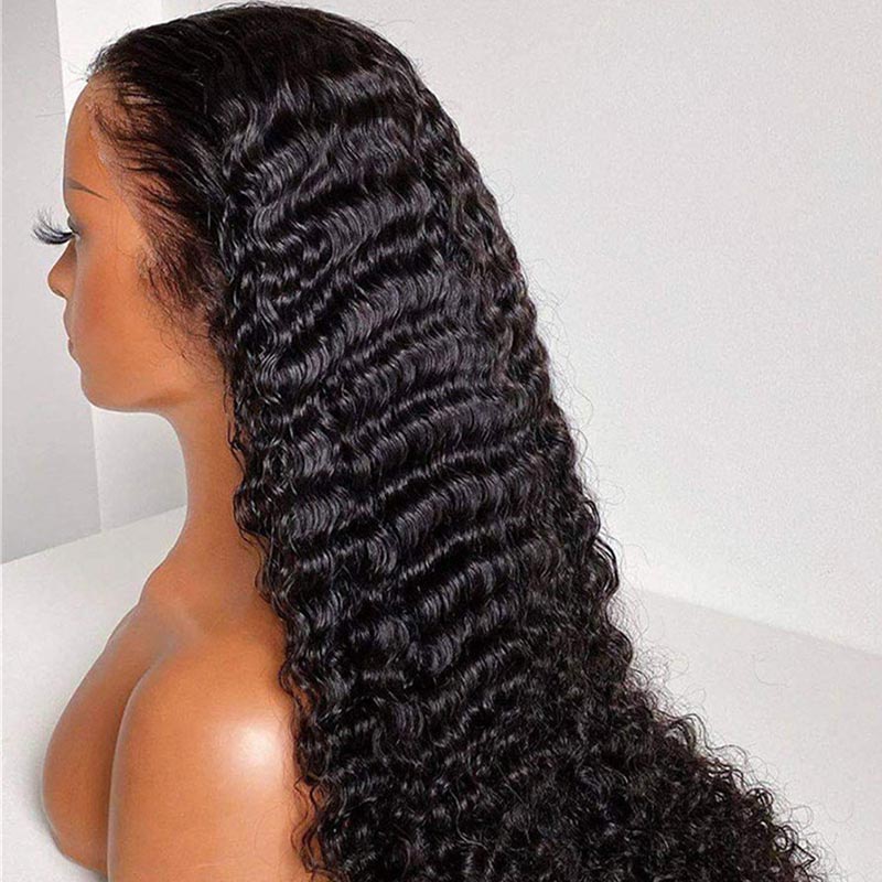Deep Curly Lace Front Human Hair Wigs Ear To Ear Deep Wave Lace Wig For Women