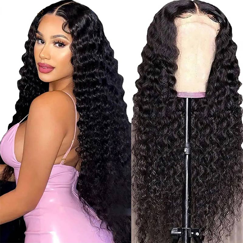 Deep Curly Lace Front Human Hair Wigs Ear To Ear Deep Wave Lace Wig For Women