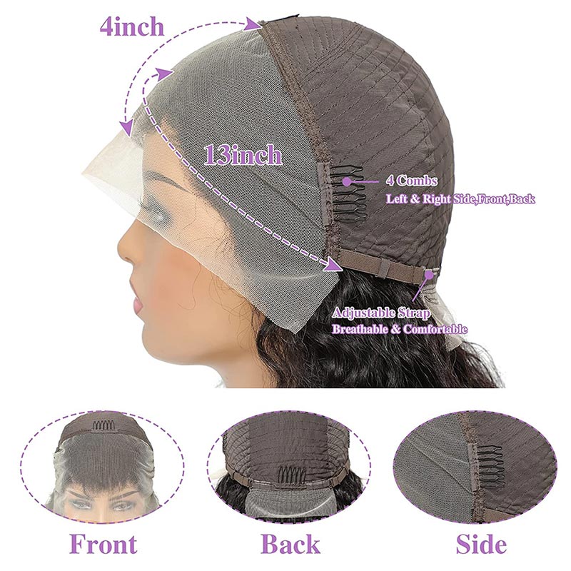 Yonova 13x4 Water Wave Lace Front Wig Pre Plucked with Baby Hair Natural Color