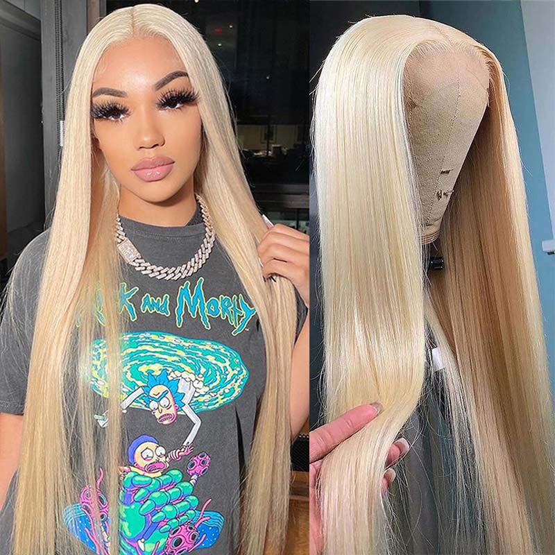 Glueless 613 Blonde HD Lace Front Wig Straight Human Hair Wig with Baby Hair