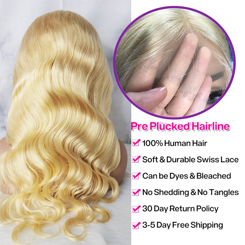 Yonova 613 Blonde HD Glueless 13×4 Lace Front Wig Body Wave Human Hair