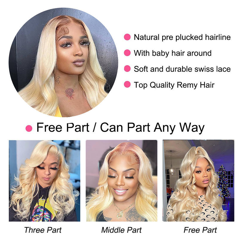 Yonova 613 Blonde HD Glueless 13×4 Lace Front Wig Body Wave Human Hair
