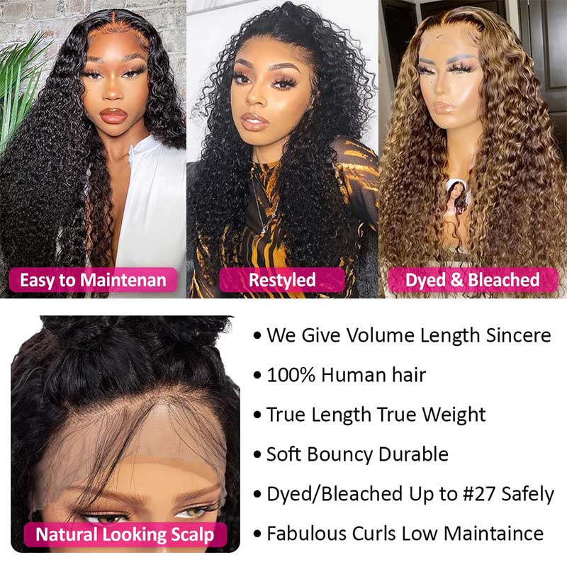 Yonova Curly 13x4 Full Lace Front Wig Remy Human Hair Wigs