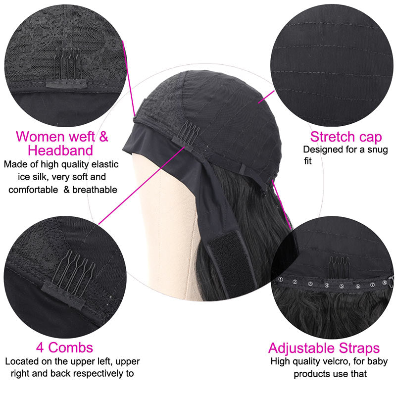 Yonova Straight Hair Headband Wig Remy Human Hair Wigs For Women Glueless Scarf Wig