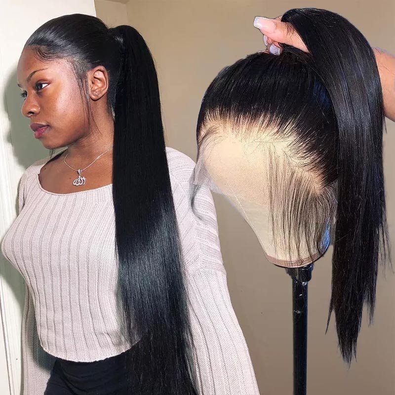 360 HD Lace Frontal Wig Straight Human Hair Wig PrePlucked Lace Front Wig with Baby Hair Remy Hair Extension