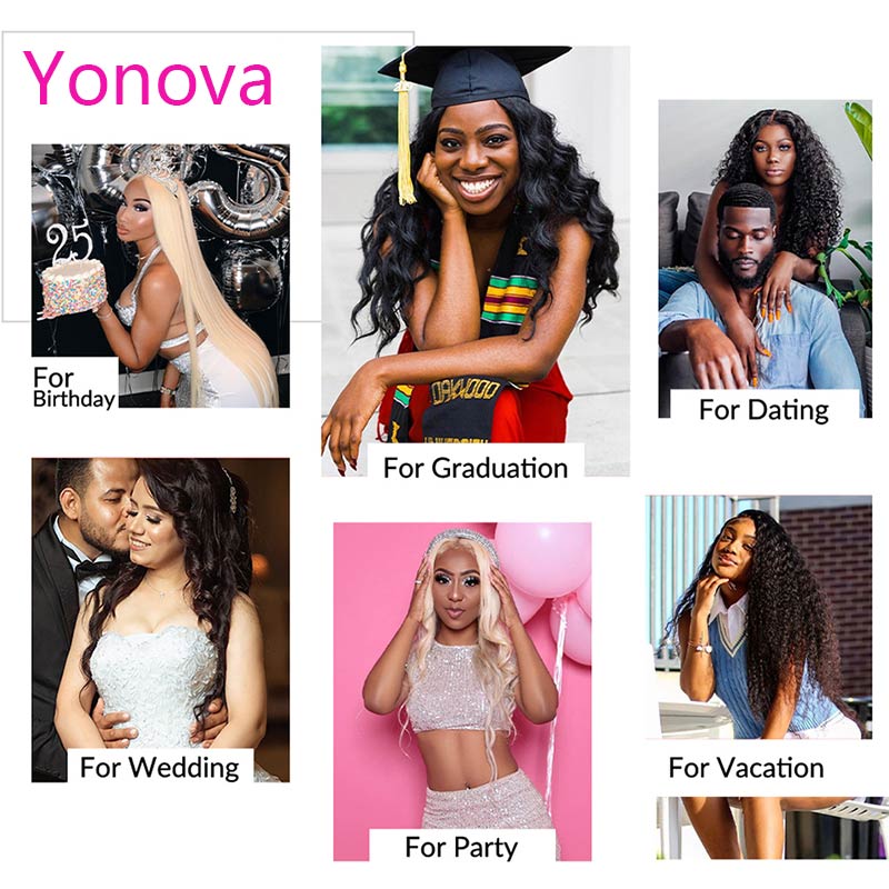 Yonova Kinky Curly Bundles With 5x5 Lace Closure Natural Kinky Curly Human Hair Extensions